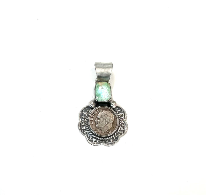 HJOE Coin and Green Turq Pendant