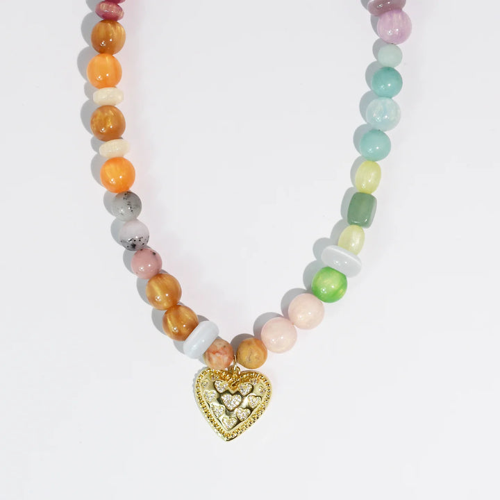 The Rainbow Gem Heart Necklace