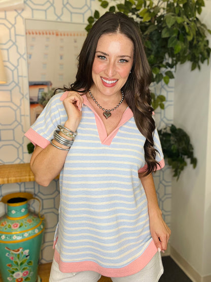 The Honey Knit Colorblock Collar Top- 2 Colors