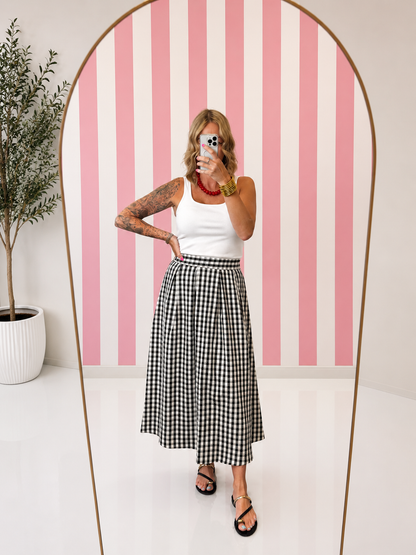 The Gingham Pleat Skirt- AS