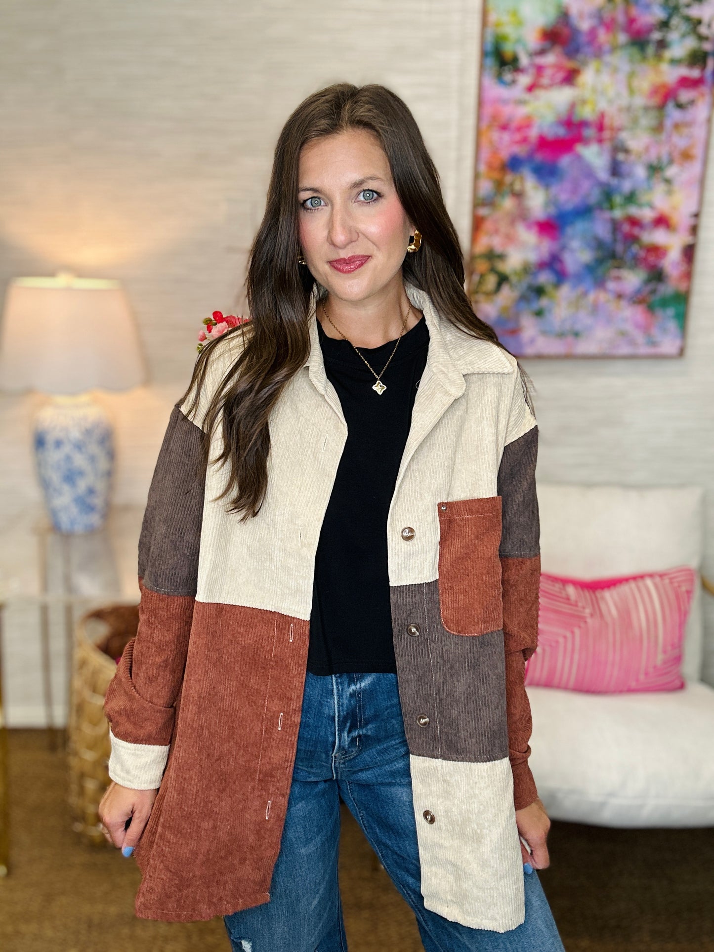 The Block Cord Shacket - 2 Colors