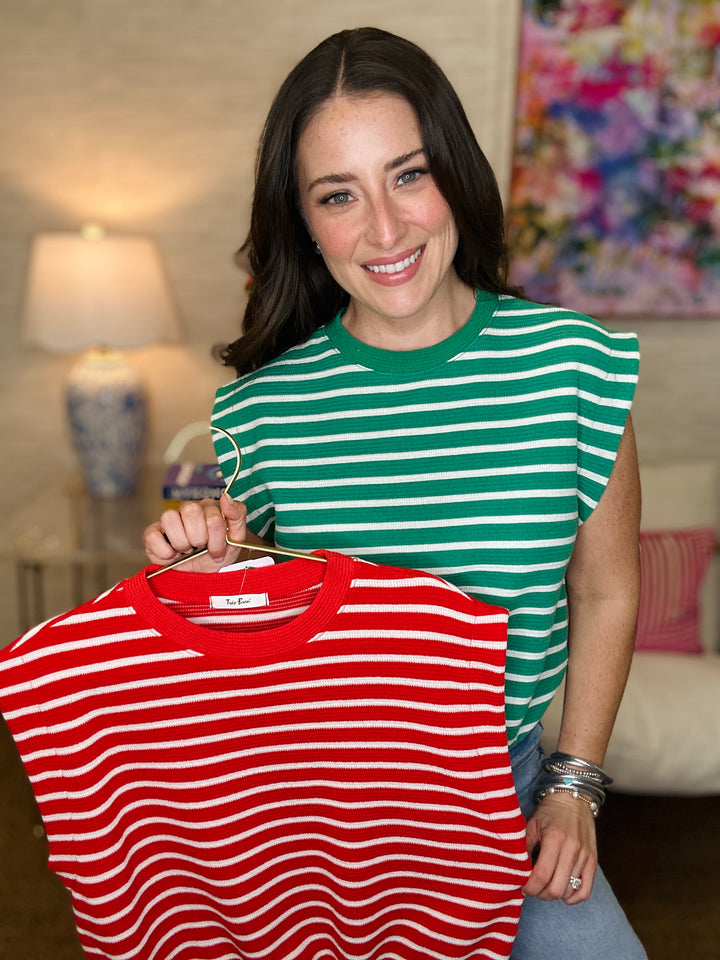 The Honey Knit Stripe Capped Top- 5 Colors