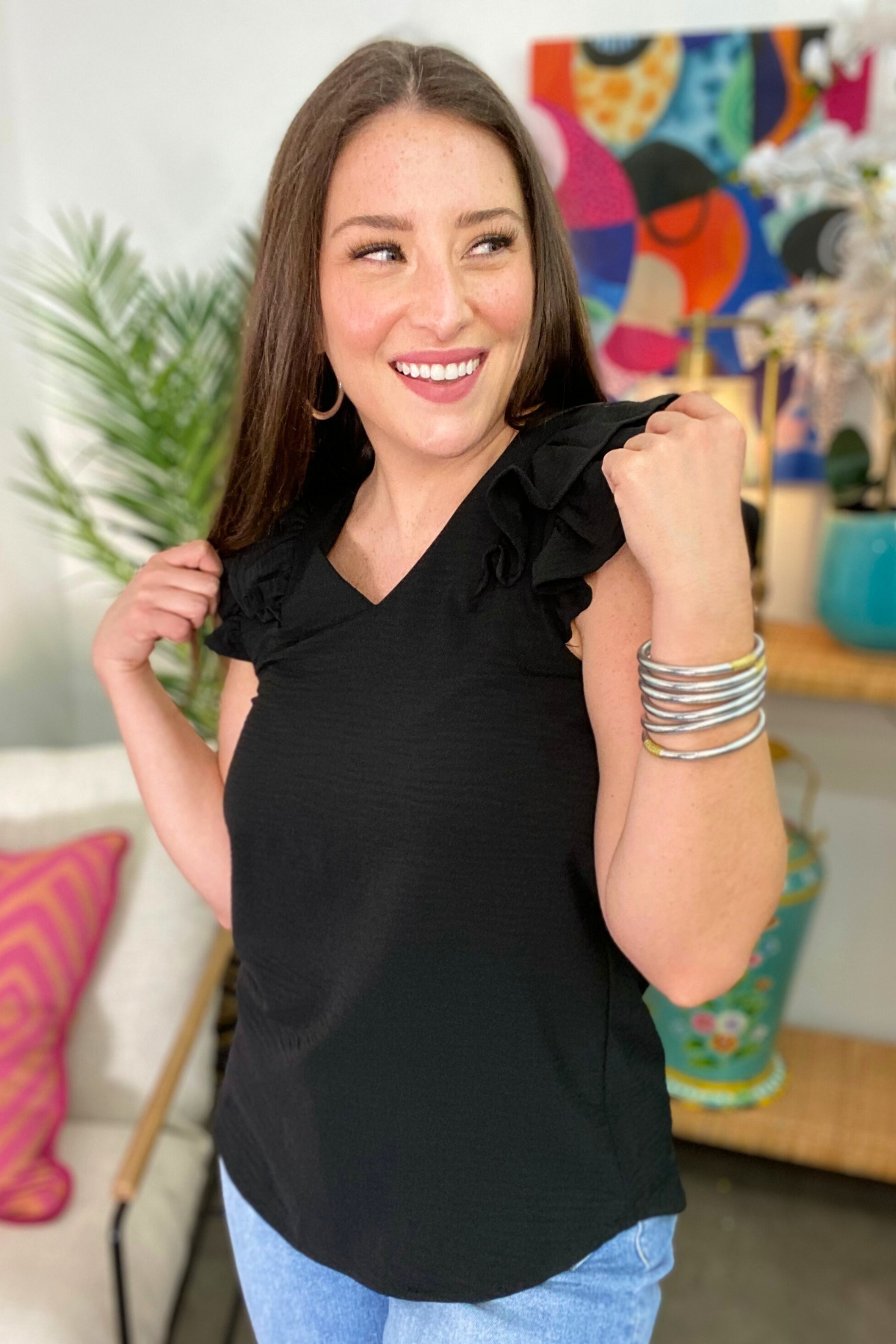 The STEAL Cherry Ruffle Top - 8 Colors