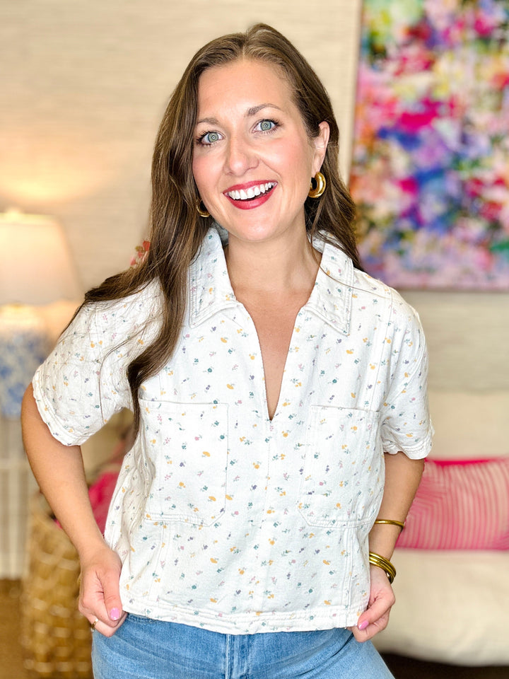 The Denim Floral Top
