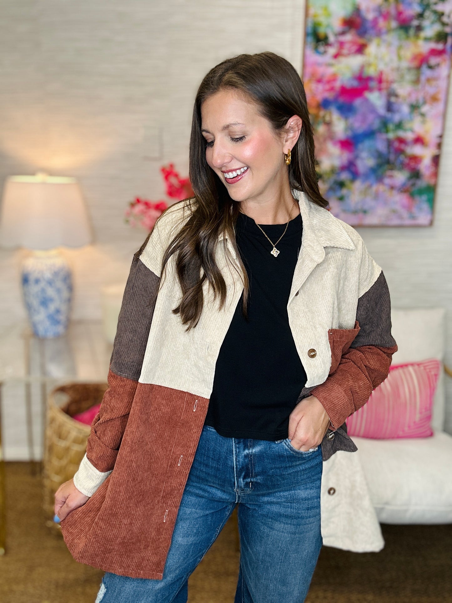 The Block Cord Shacket - 2 Colors