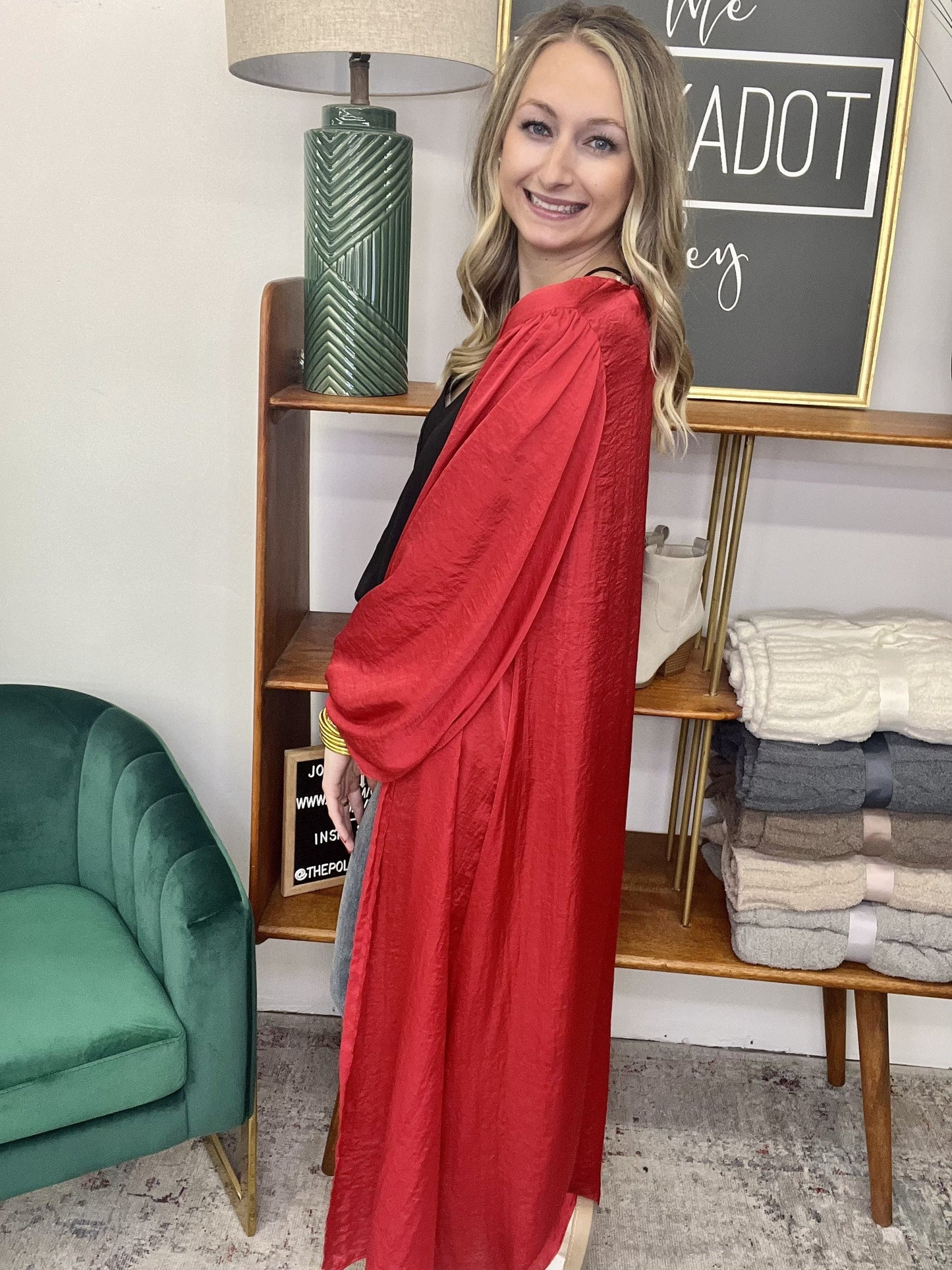 The Satin Bubble Sleeve Duster - 3 Colors