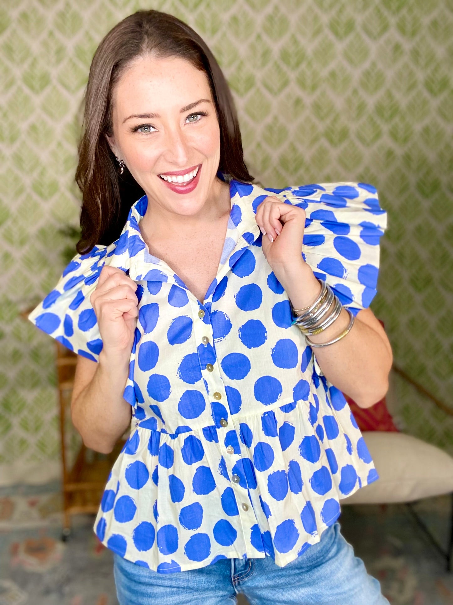 The Polka Top in Blue