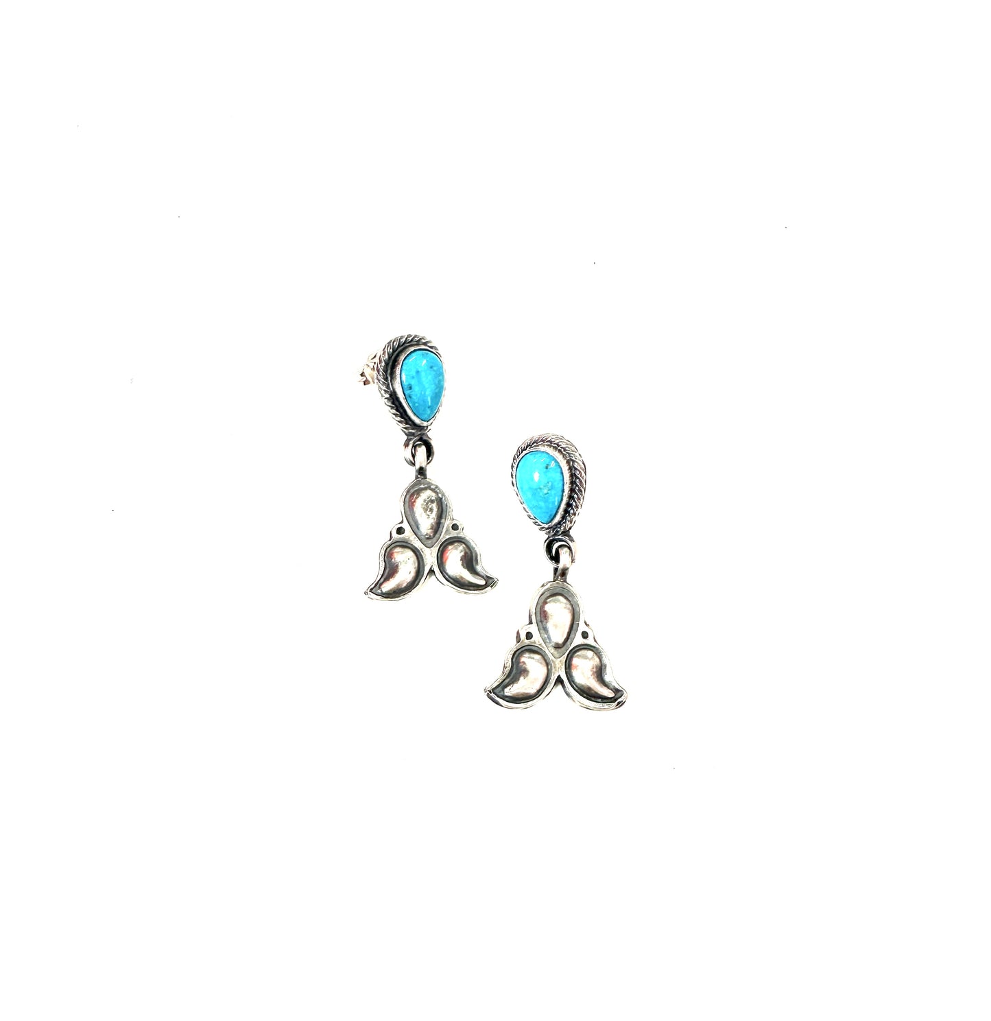 No Stamp Sterling Silver Dangle from Turquoise Earrings
