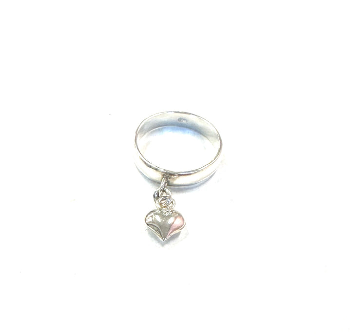 Sterling Ring-Heart Charm Single