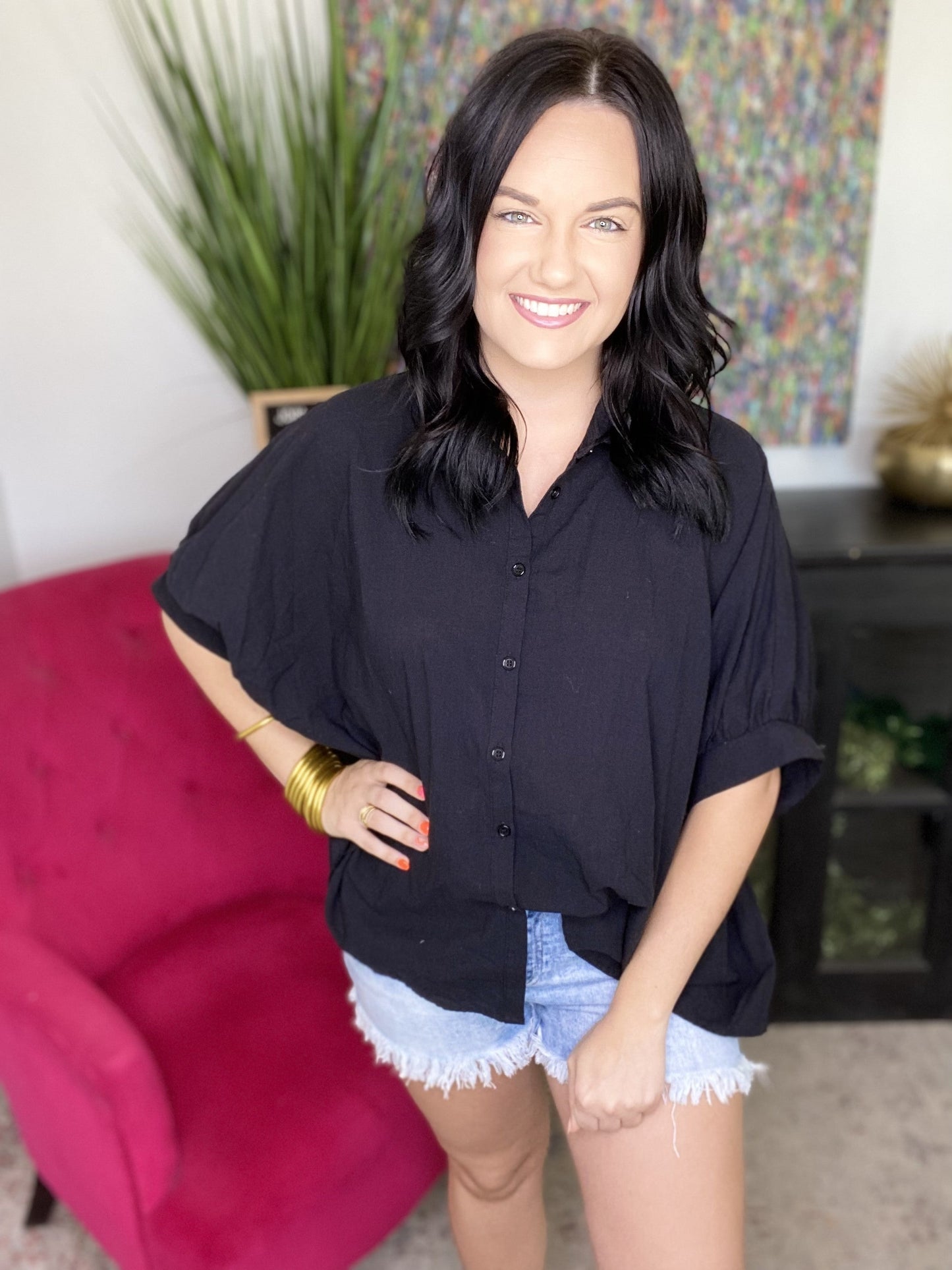 The Ash Button Down in Black