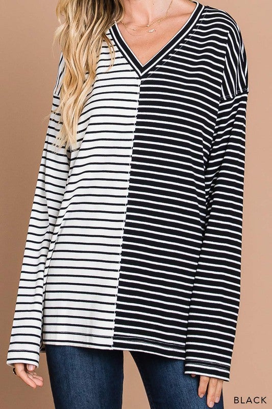 The Split Stripe Top-2 Colors/AS
