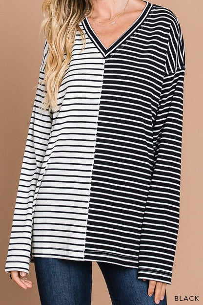 The Split Stripe Top-2 Colors/AS