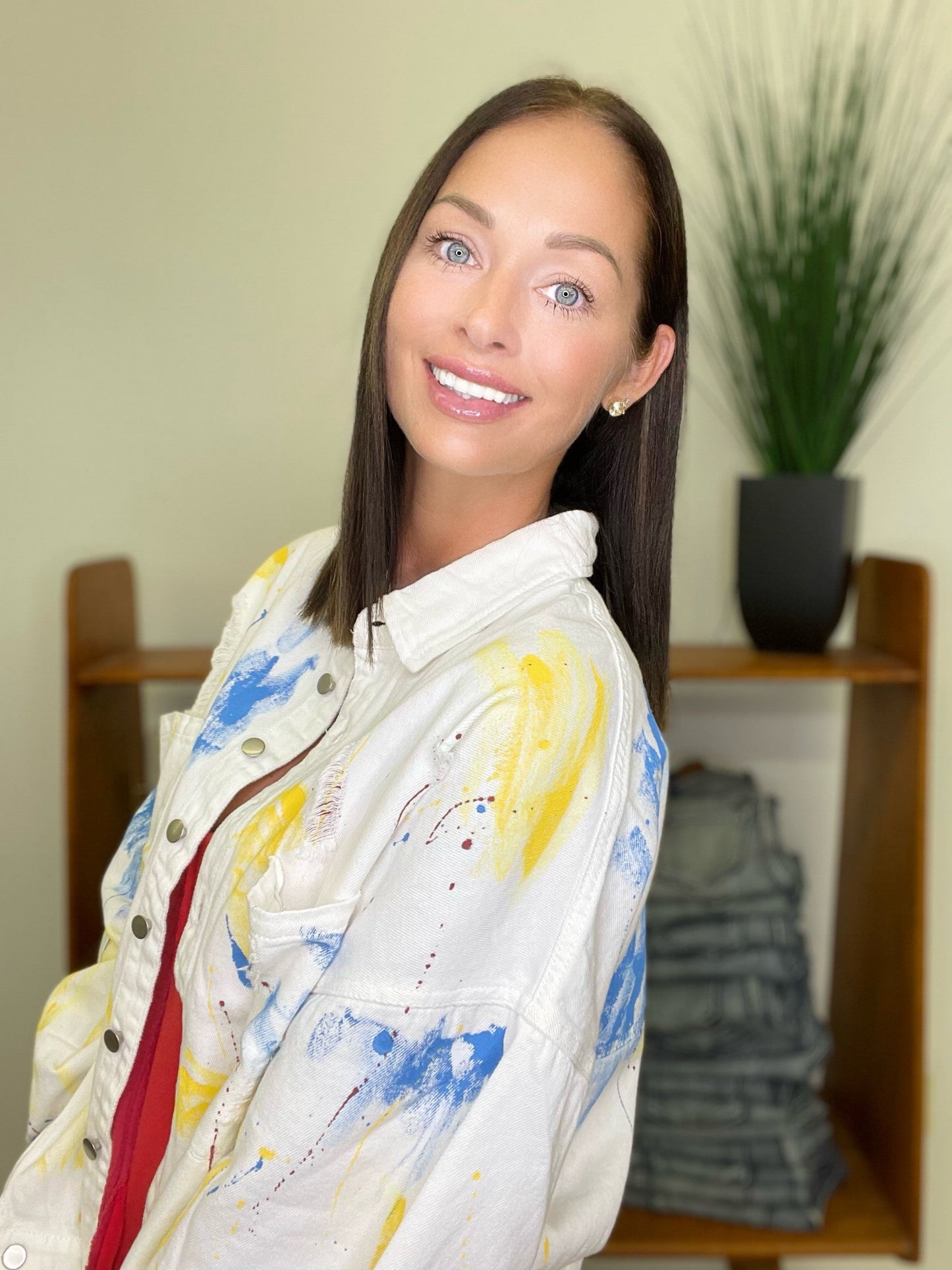 The Splatter Shacket in Ivory
