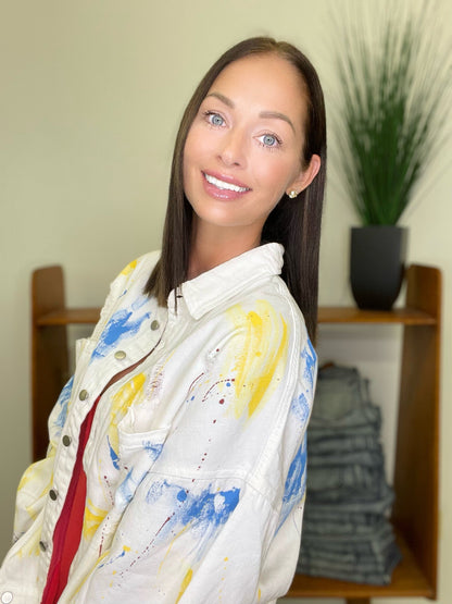 The Splatter Shacket in Ivory