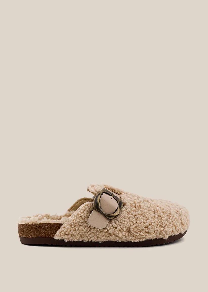 The Teagan Clogs in Taupe Fur