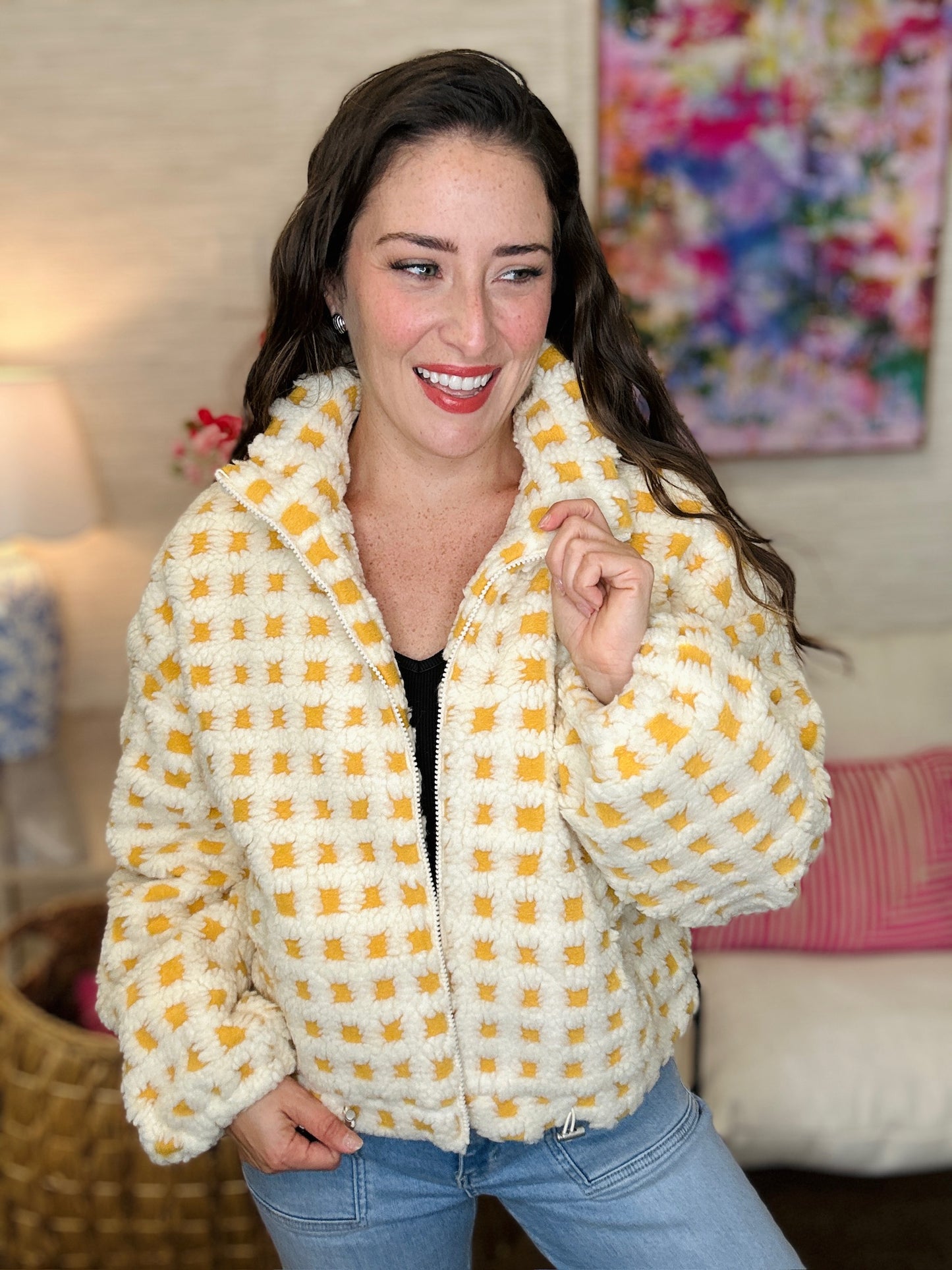 The Checkers Jacket in Gold-AS