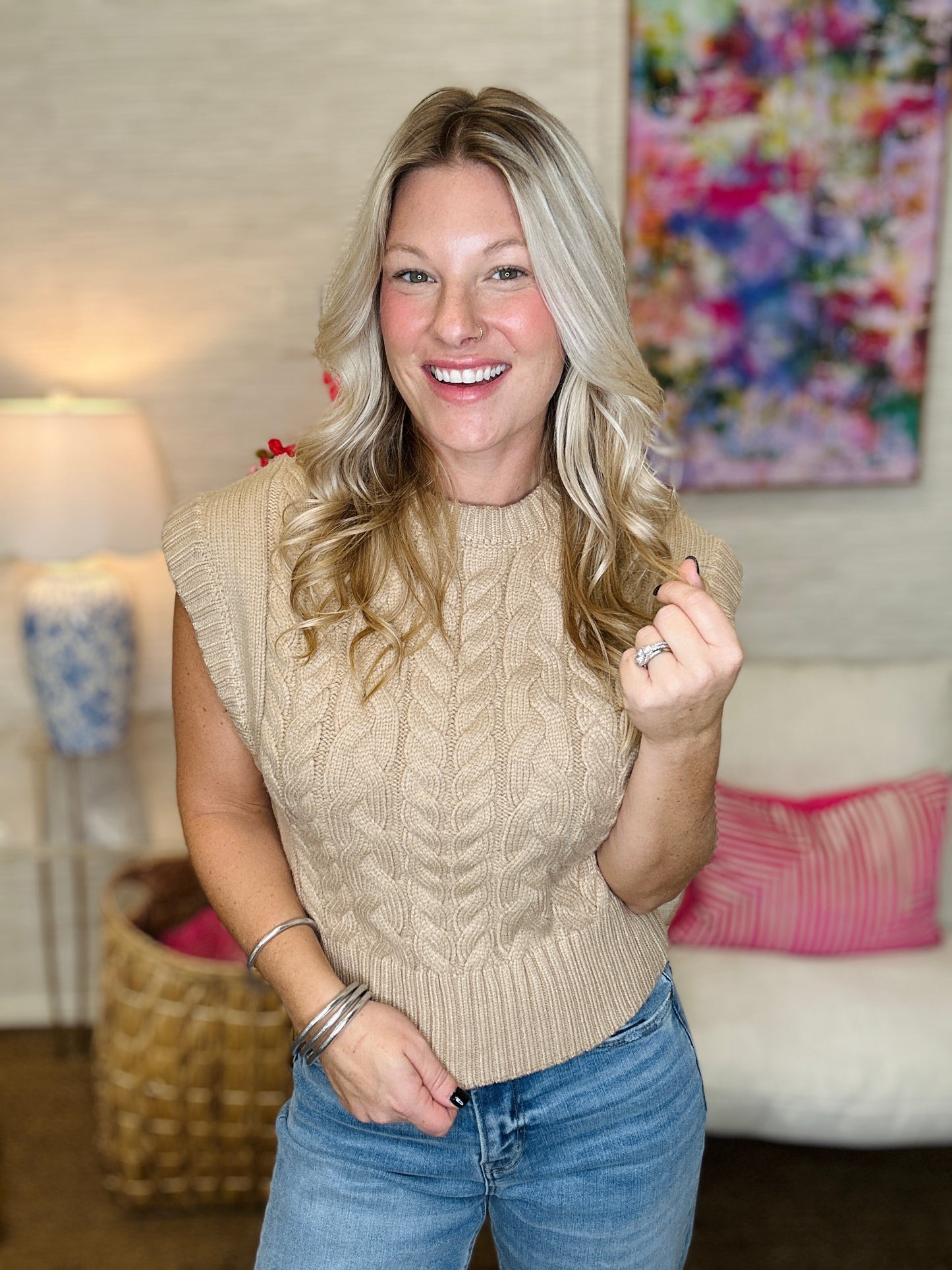 The Capped Cable Sweater-2 Colors