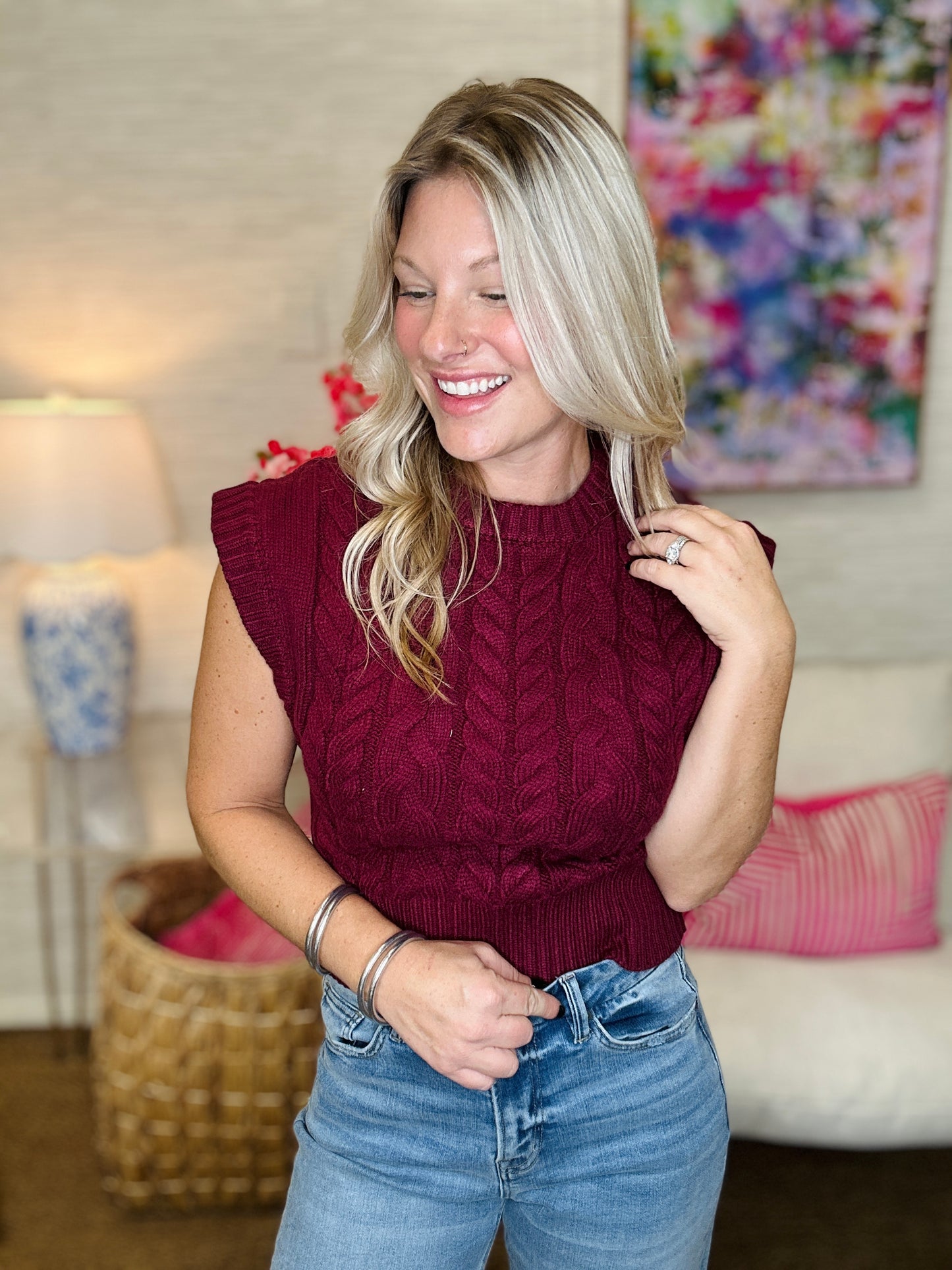 The Capped Cable Sweater-2 Colors