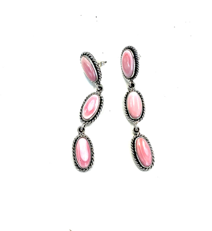 Sterling and Pink Conch Earrings