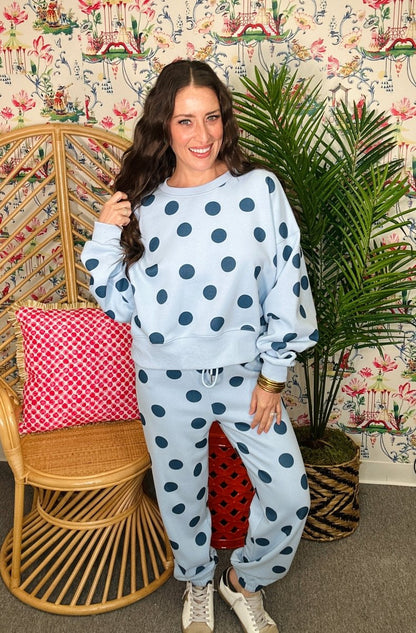 Blue Polka Dot Sweatpants