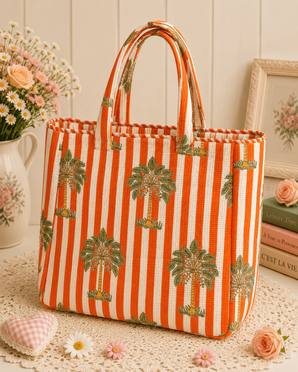 The POL Jumbo Tote in Orange Stripe
