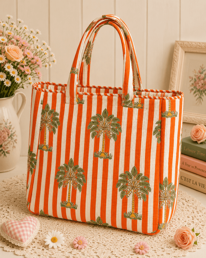 The POL Jumbo Tote in Orange Stripe