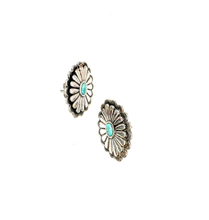 German Sterling and Turq Oval Studs-2 Sizes
