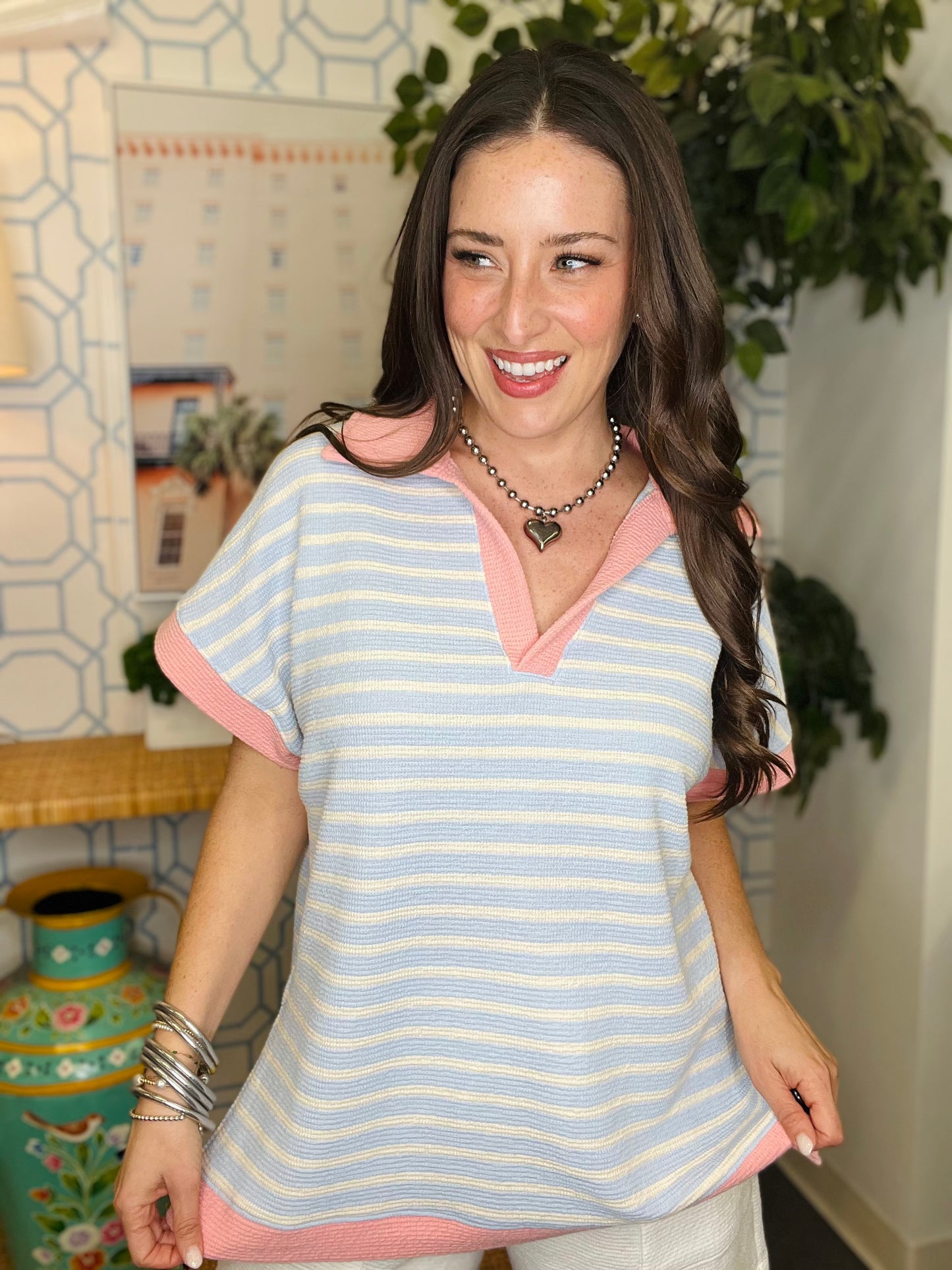 The Honey Knit Colorblock Collar Top- 2 Colors