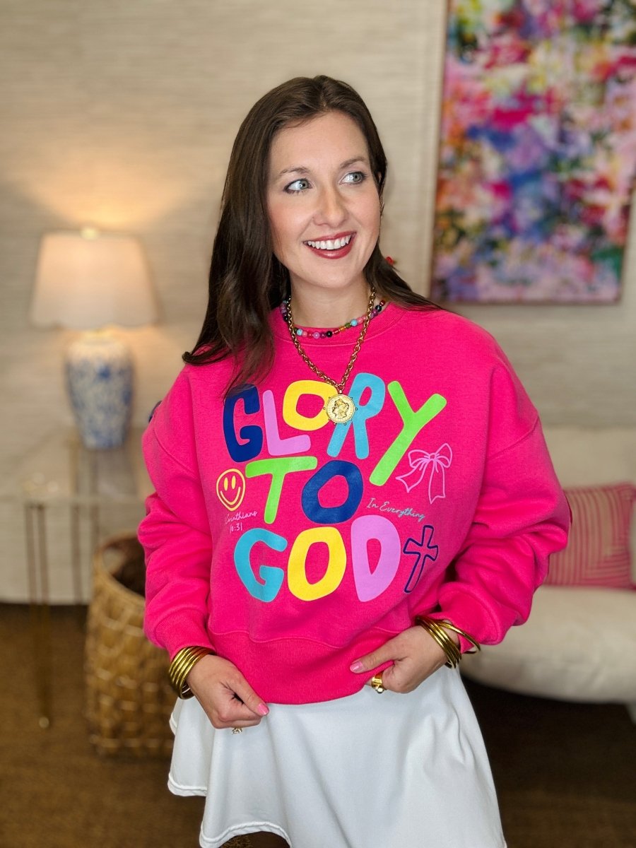 Glory To God Pink Crop Sweatshirt