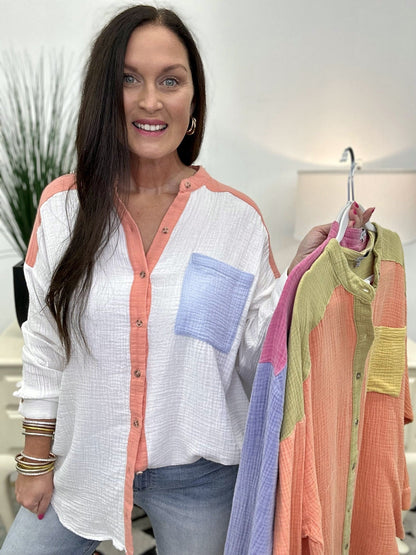 The Gauze Block Top-4 Colors/AS