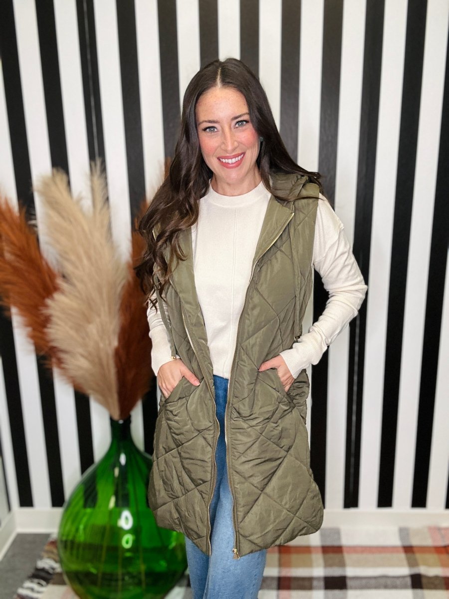 The Mystree Long Puffer in Olive