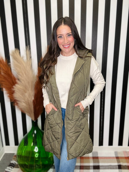 The Mystree Long Puffer in Olive