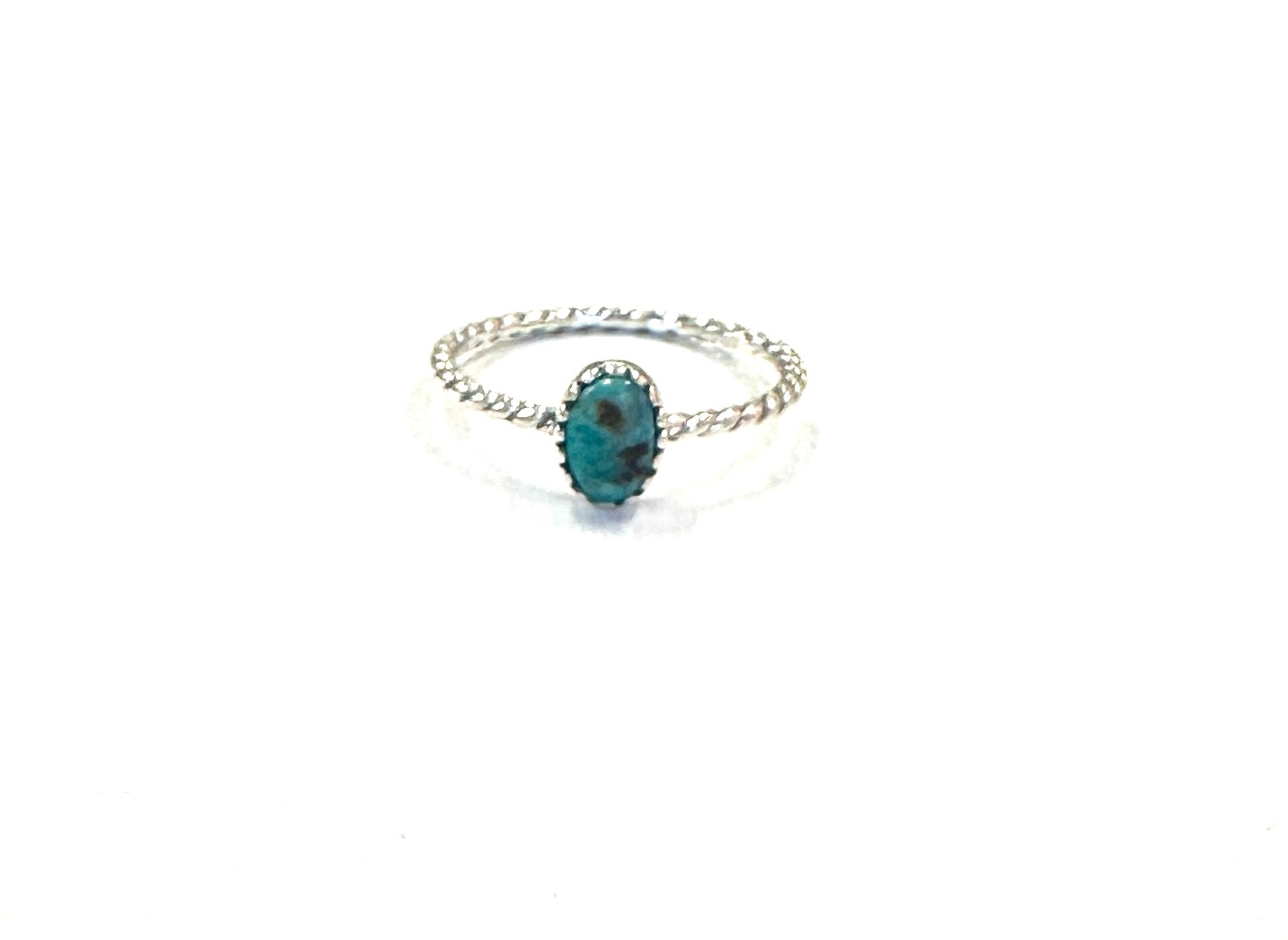 Sterling Ring-Twist thin w/Turq Oval