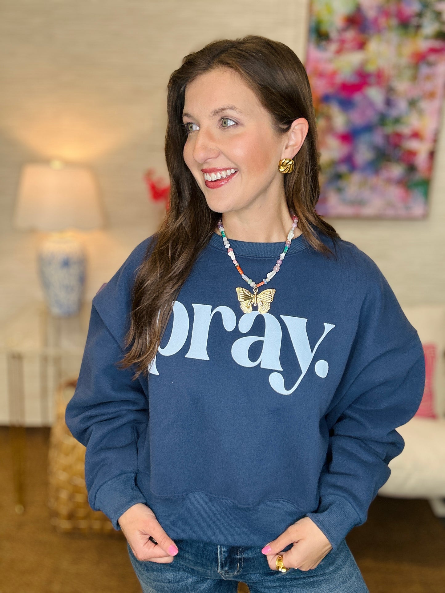 Pray. Puff Crop Sweatshirt