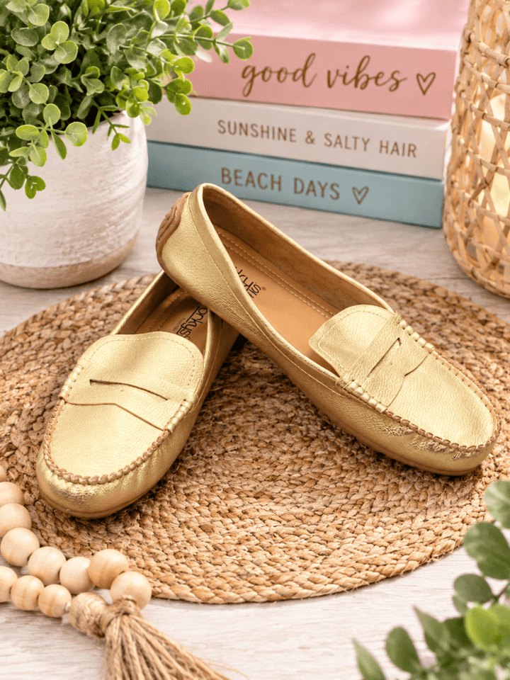 Penny For Your Thoughts Loafers in Gold Pebble