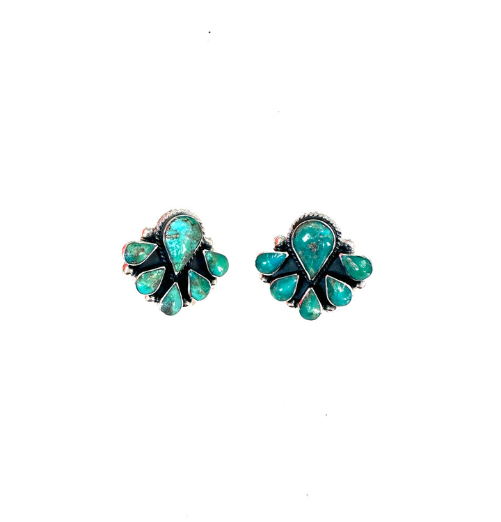 Green Turquoise and Sterling Studs