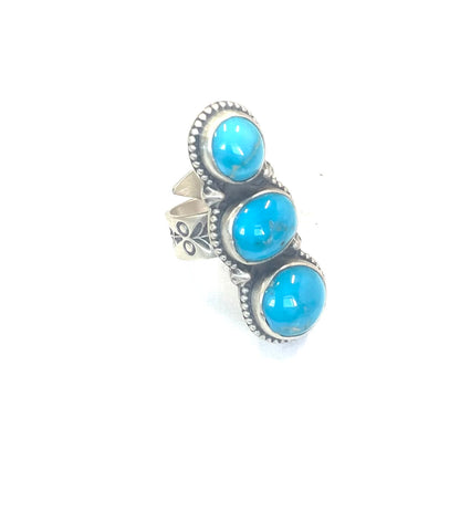 Sterling and Turquoise Triple Stone Statement Ring