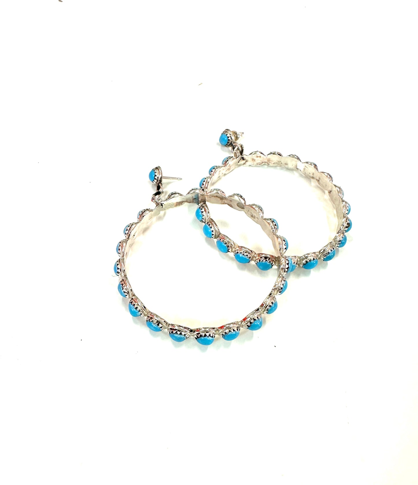 Carol Allapowa Zuni Turquoise and Sterling Earrings