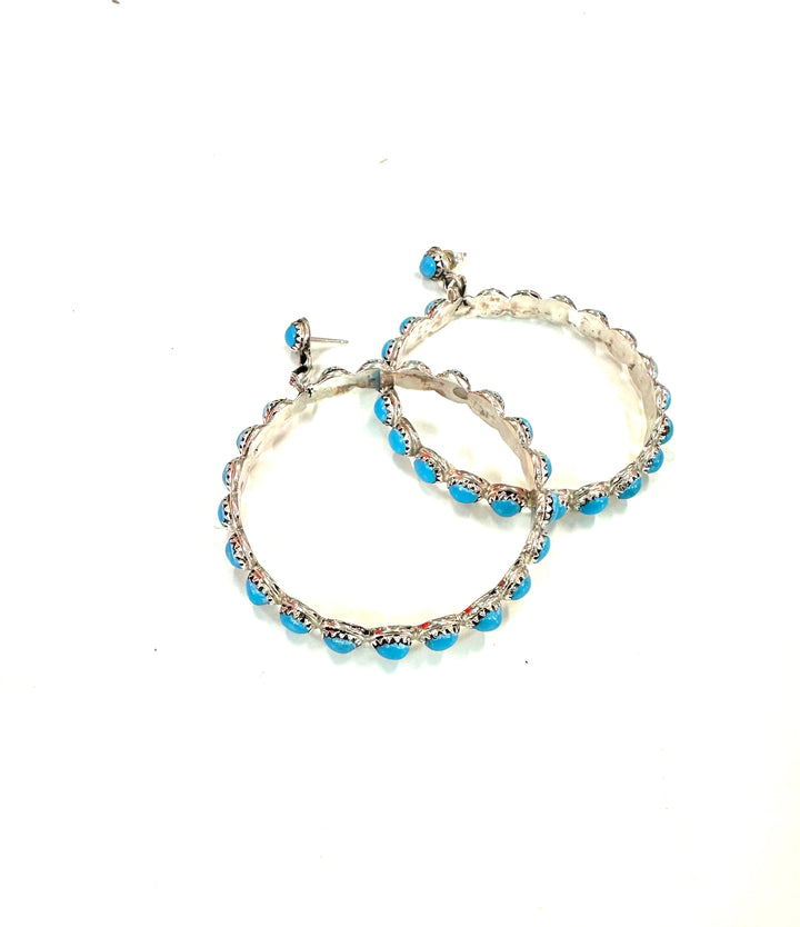 Carol Allapowa Zuni Turquoise and Sterling Earrings