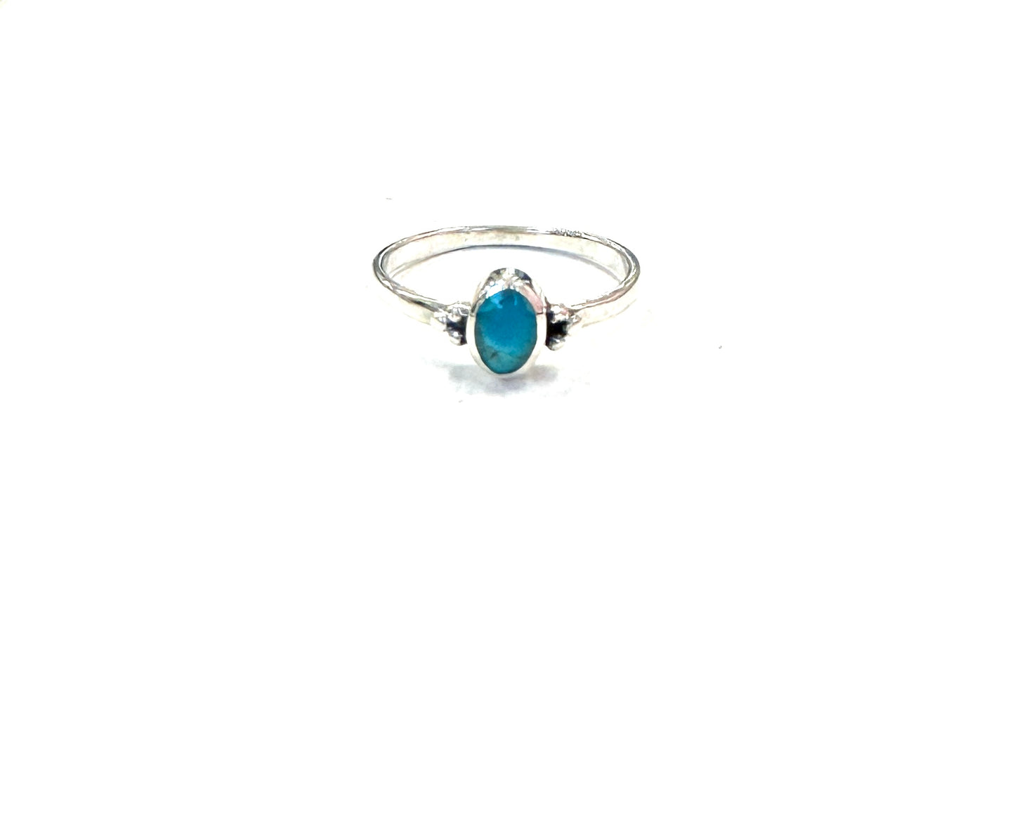 Sterling Ring-Mini vert Turq Oval