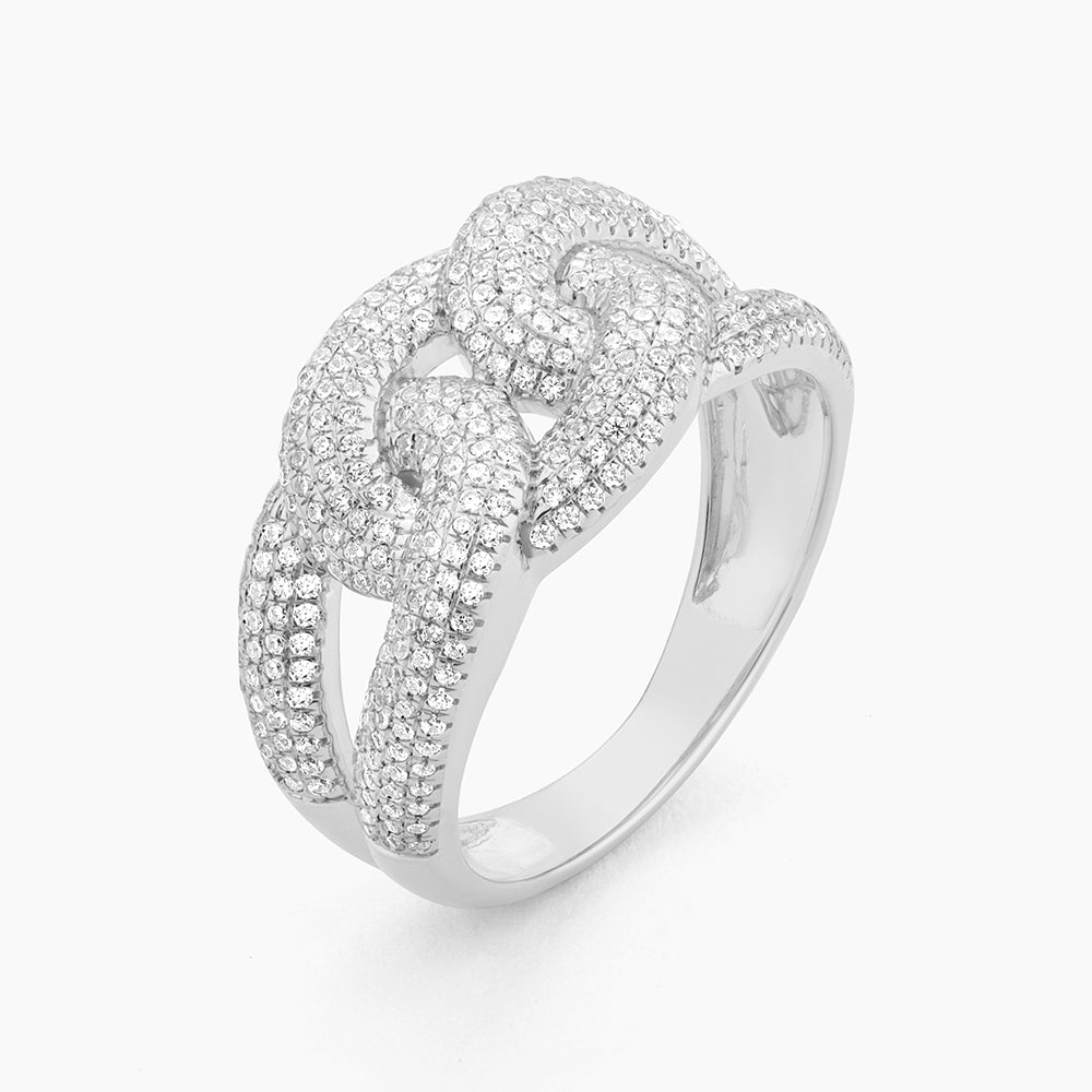 ES Love Knot Cuban Link Full Diamond Statement Ring