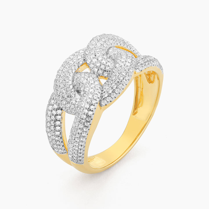 ES Love Knot Cuban Link Full Diamond Statement Ring