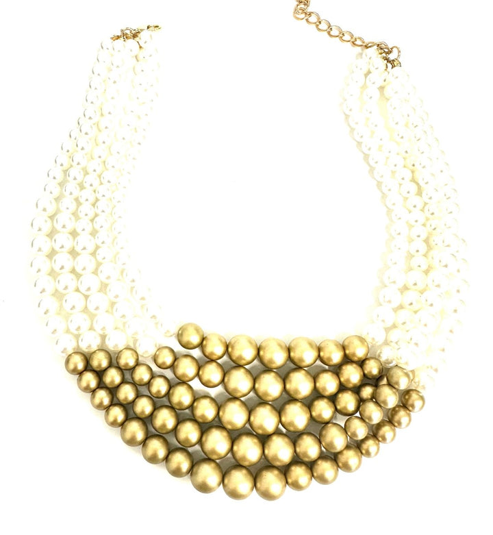 The 5 Strand Necklace in Pearl Gold