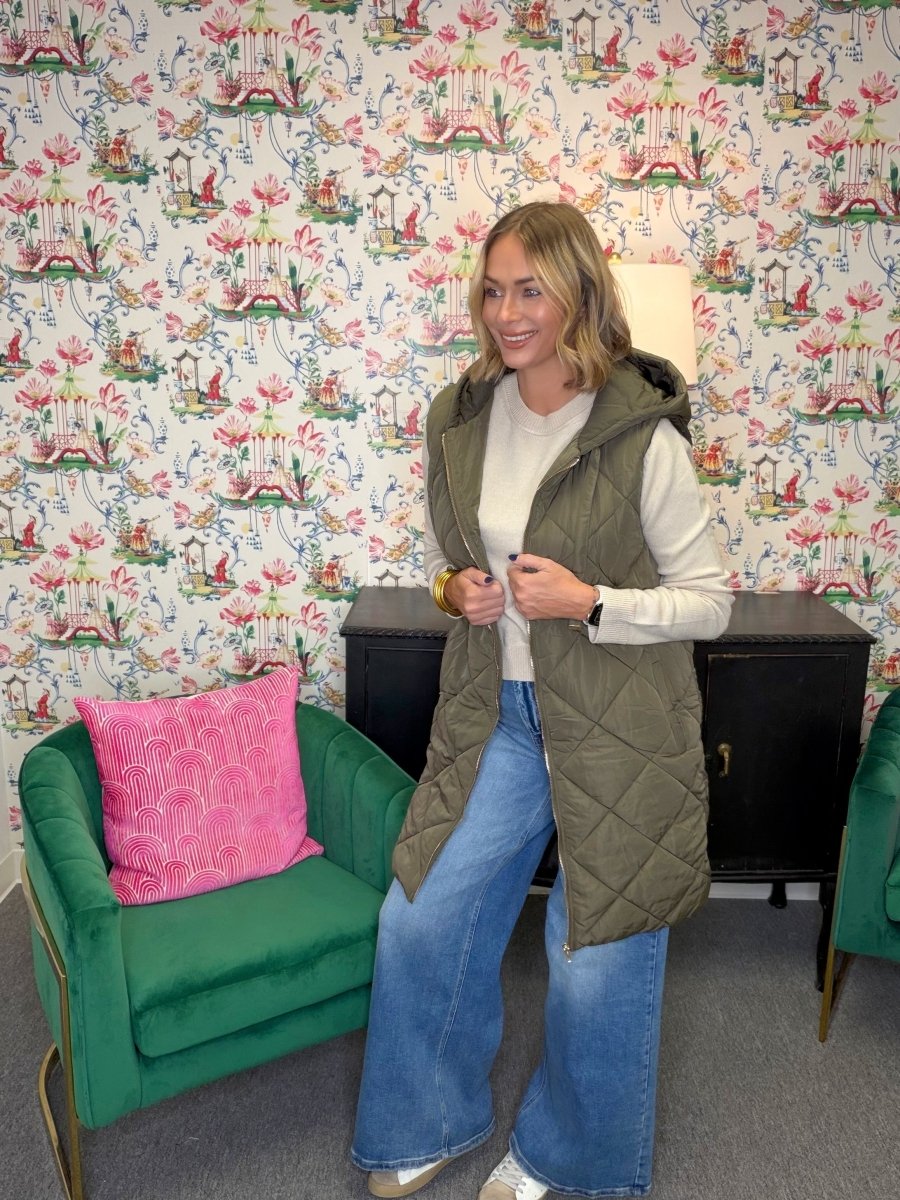 The Mystree Long Puffer in Olive