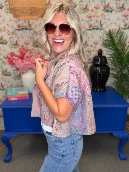 The Embellished Round Top- S/M