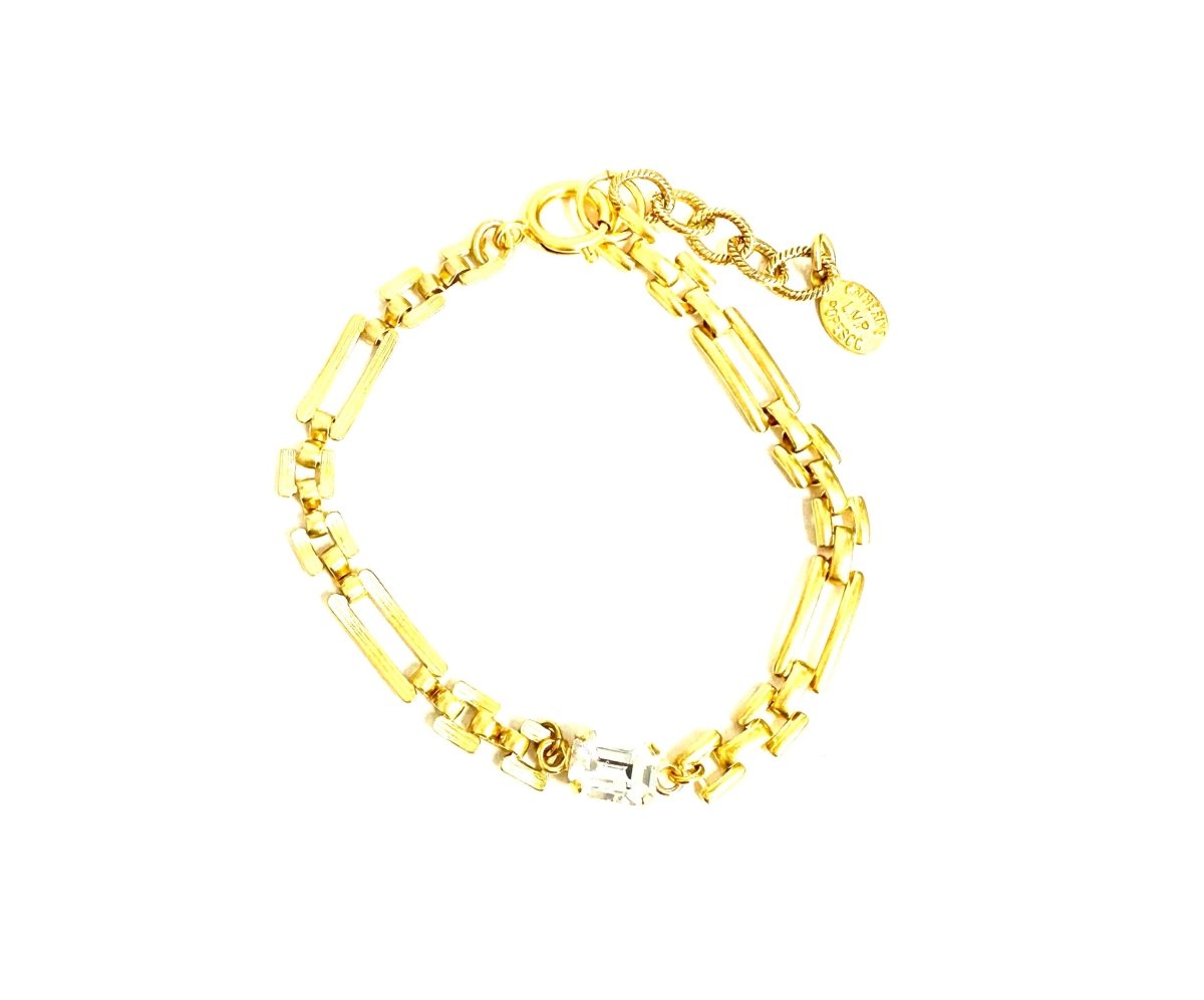 The Chain Bracelet with Emerald Cut Crystal