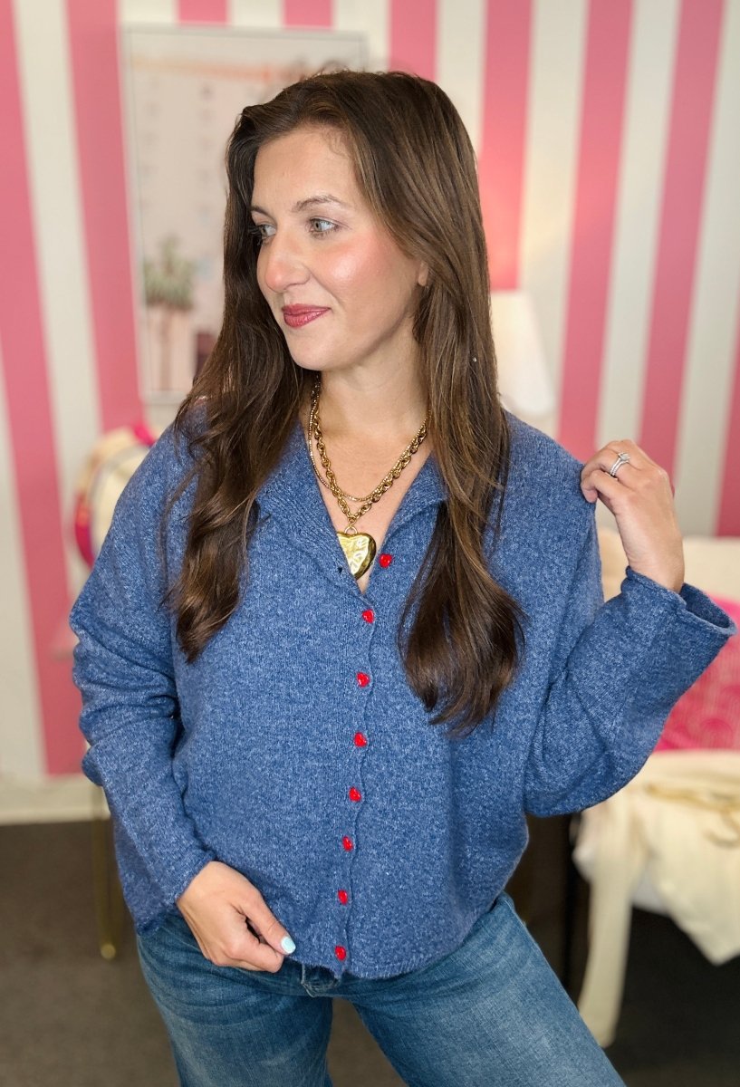 The Worth The Trip Heart Button Cardigan- 2 Colors