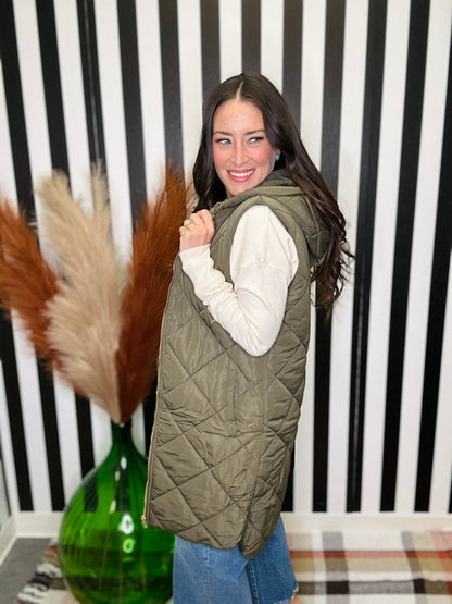 The Mystree Long Puffer in Olive