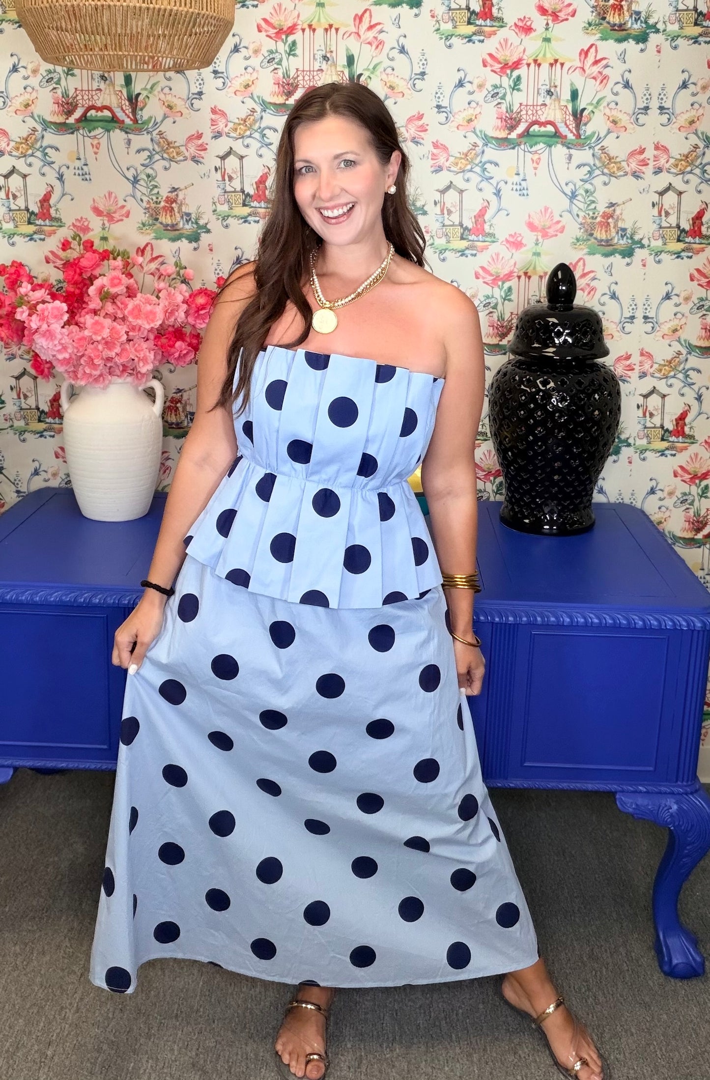 The Spotted Eloise Midi in Blue