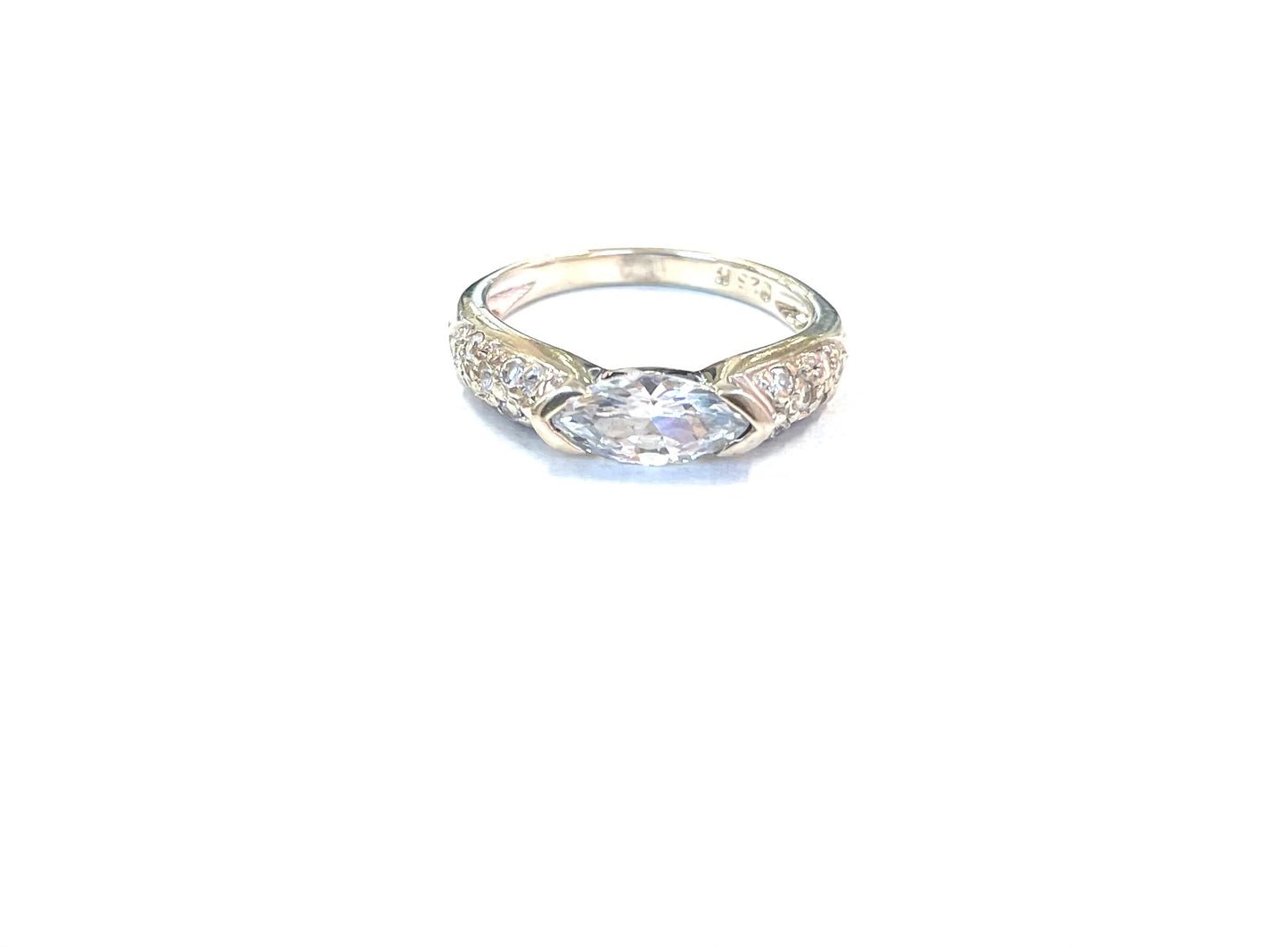 Sterling Ring-Two Tone Pave Ring